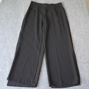 Another Thyme Women's Black Wide Leg Palazzo Split Front Dress Pants Large - Picture 1 of 12