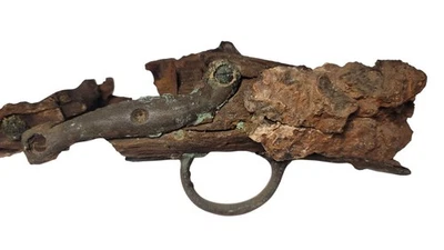 Encrusted Gun Shipwreck Artifact Bronze & Wood - Image 1 of 4