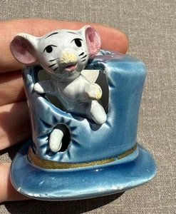 Vintage Mouse in Blue Top Hat Toothpick Holder Made in Japan - Picture 1 of 7