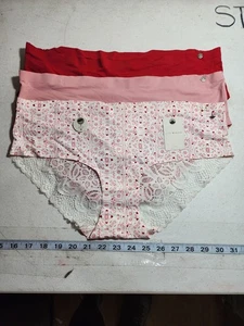 Lucky Brand Womens Size XL Underwear Panties NEW Set of 3 Red Pink - Picture 1 of 11