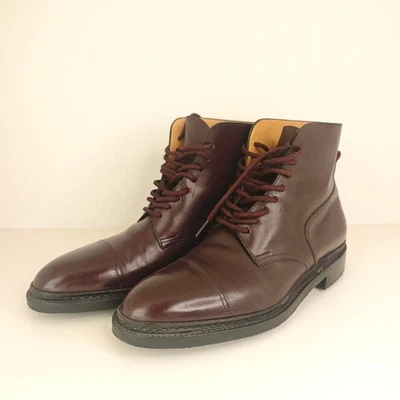 John Lobb SKYE 系带踝靴 棕色皮革橡胶 男式 7.5 US8.5 E — 第 1/4 张图片