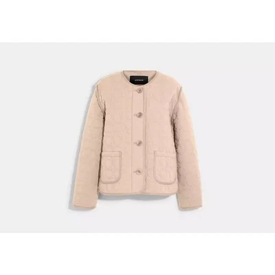 Coach Signature Quilted Jacket NWT Womens Medium Pale Pink Cotton Lagenlook - Image 1 of 4