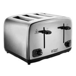 Russell Hobbs Adventure Silver 4 Slice Toaster in Polished/Brushed Steel 24090 - Picture 1 of 6