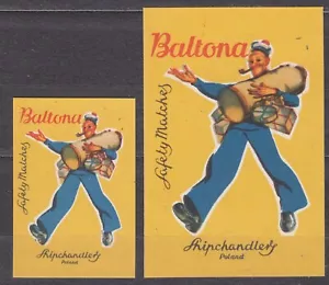 POLAND 1967 Matchbox Label Z#755+B pair, BALTONA - Shipchandlers Poland. - Foto 1 di 1
