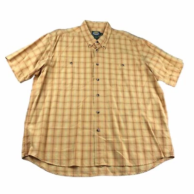 Cabelas Shirt Mens XL Regular Yellow Plaid Button Up Short Sleeves - Image 1 of 4