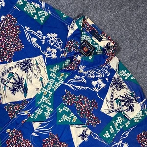 Camisa Hawaiana Vintage Chaps Ralph Lauren Para Hombres Talla XL Azul Brillante Colorida - Imagen 1 de 6