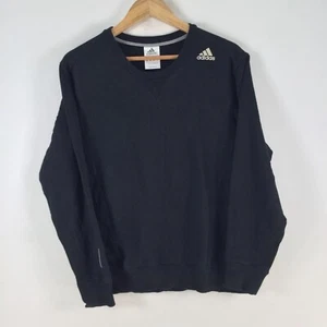 Adidas mens jumper sweatshirt asian M aus Small black crew neck cotton 097022 - Picture 1 of 9