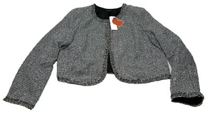 Cider Tweed Blazer Coverup Jacke kurze Länge Damen XL silber schwarz beige Neu mit Etikett - Bild 1 von 15