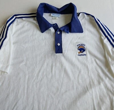 Vtg 80s San Diego Chargers Logo Seven 3 Stripe Polo Shirt Mens XL NFL Tag XXL - Image 1 of 4