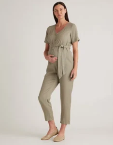 Neu mit Etikett Damen-Umstandsoverall Vintage-Waschung Tencel Knopfleiste in Oliv Medium - Bild 1 von 1