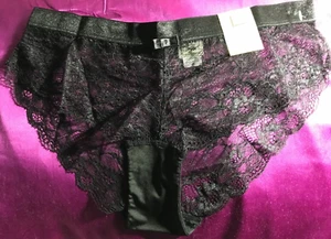 FELINA 91122P FINE LACE TRANSPARENT PROVOCATIVE PANTY 💝 MEDIUM / Black VINTAGE - Picture 1 of 4
