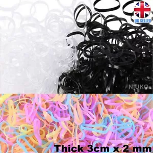 Hair Rubber Bands Elastic 100-1000pcs Pack Braids Girls Women Kids Clear Black  - Picture 1 of 13