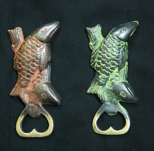 Set of 02 Pieces Antique Duo Fish Brass Opener Nautical Heart Shape Decor VR140 - Picture 1 of 10