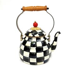 Mackenzie Childs Courtly Check Kettle Pot Red Finial 2 Quart 
