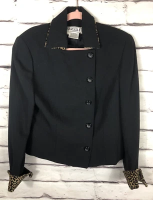 Blazer de manga larga Carlisle para mujer talla negro/estampado de leopardo Foto 1 de 4