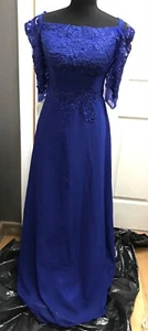Jaeden Mother of the Bride Dress Chiffon Sleeves Dark Blue NEW - Picture 1 of 6