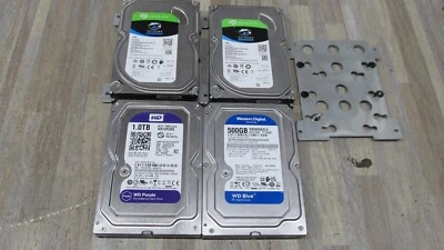 4PCS 1TB X3 500GB X1 Seagate  SkyHawk WD  HARDRIVER  USED. GOOD FREE SHIPPING - Image 1 of 4