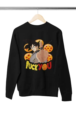 Sweat-shirt homme Son Goku Dragon Ball Anime Vegeta Fuck You majeur - Photo 1/3