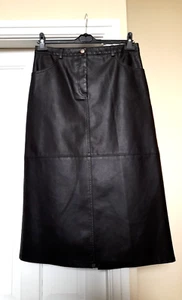 Primark Dark Brown Faux Leather Midi Skirt UK 14 NEW - Picture 1 of 8