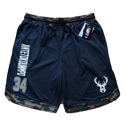 Giannis Antetokounmpo NBA Camo Basketball Shorts Milwaukee Bucks Large New NWT Cover