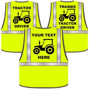 Personalised Hi Vis Kids Vest Trainee Tractor Driver Childrens Safety Jacket - Picture 1 of 6