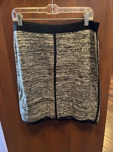 Suéter tejido Ann Taylor gris jaspeado negro falda talla L - Imagen 1 de 5