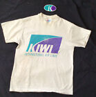 KIWI INTERNATIONAL AIR LINES Hanes Beefy-T Single Stitch T SHIRT Med +Logo Patch