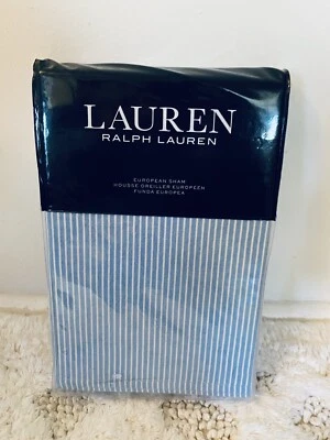 Ralph Lauren Cosima Blue Stripe Cotton Euro Sham (1)  NWT - Image 1 of 2