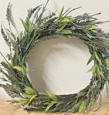 Guirnalda redonda vid imitación verde lavanda 15’ percha de puerta Foto 1 de 4