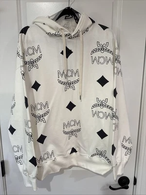 MCM x Phenomenon P + M Big Visetos 白色连帽衫男式 L 码全新全新带标签 MRSP $650 — 第 1/4 张图片