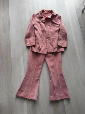 60 70s VTG Suit: red with white stripes Polyester Flare Pants and Top Set, M  - Image 1 of 4