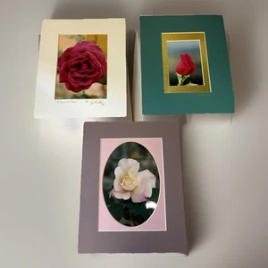 Vintage Rose Photos Art Matted Poster Home Decor Set Of 3 8x10 Signed - Picture 1 of 13