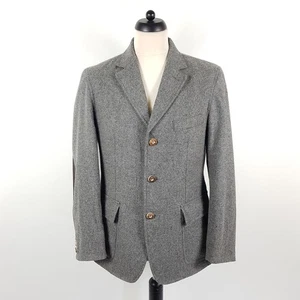 Lodenfrey Chaqueta Trachten Hombre 48 Gris Marrón Lana Alpaca Cuero Parches Chaqueta - Imagen 1 de 10