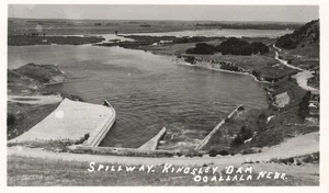 Ogallala Nebraska Kingsley Dam Spillway Kodak Paper Black White Photo Postcard - Picture 1 of 2