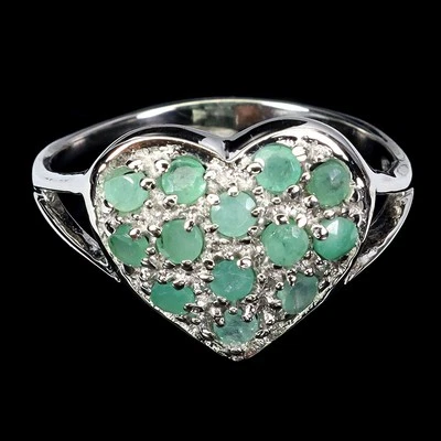 925 Sterlingsilber Ring Rund Smaragd 2mm Natürlicher Edelstein Schmuck Größe 8 - Bild 1 von 4