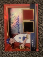 2011 Topps Finest Aaron Crow Red Refractor Dual Relics 14/25 #96 Rookie Auto