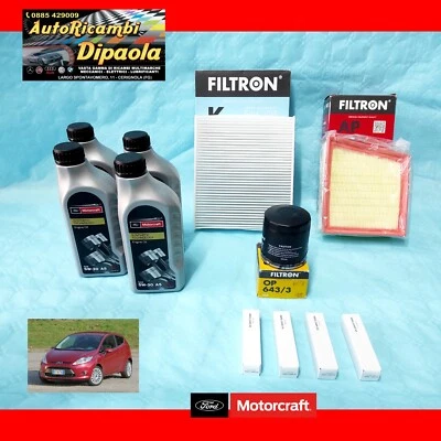 KIT TAGLIANDO + CANDELE FORD FIESTA 6 VI 08> 1.2 1.4 1.6 BENZ FORD 5W30 + FILTRI