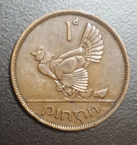 1949 IRELAND 1 ONE PENNY VF COIN KM 11 IRISH HARP HEN CHICKS EIR Cover