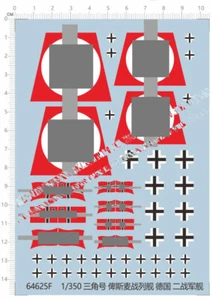 WWII 1/350 KMS Bismarck battleship Bow Deck flag Marking Model Water Slide Decal - Picture 1 of 3
