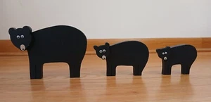 Handcrafted Wooden Woodland Creatures Nordic Folk Bears Family Set Of 3 - Picture 1 of 5