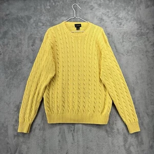 J Crew Oarsman Sweater Mens XL Yellow Cable Knit Fisherman Hike Designer Preppy - Picture 1 of 12