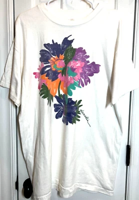CAMISETA DANSKIN MANGA CORTA FLORAL TALLA L XL100% ALGODÓN HECHA EN EE. UU. USADA EN EXCELENTE ESTADO Foto 1 de 3