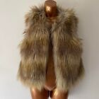 Velvet By Graham & Spencer Brown Faux Fur Gilet Bodywarmer Size S 8 10 Jacket