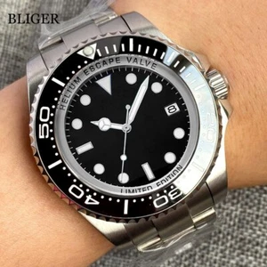 BLIGER NH35A Black Dial 43mm Mechanical Men Watch Rotating Bezel Ceramic Insert - Picture 1 of 52