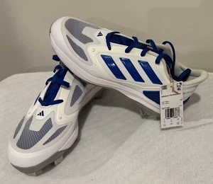 New Women Adidas Softball Adizero Pure Hustle White Blue Cleats IG7129 Size 6.5 - Picture 1 of 7
