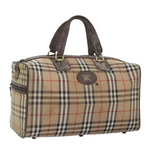 Burberrys Nova Check Boston Bag Canvas Beige Auth bs18570 - Picture 1 of 22
