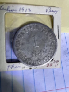 1913 PHILLIPINES 1 PESO CULION LEPER ISLANDS [ THIN PLANCHET ] - Picture 1 of 2