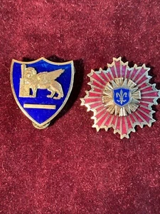 2 ENAMELED BADGES—NATO AF SOUTH ALLIED FORCES & CELTIC ORDER SHIELD FLEUR DE LIS - Picture 1 of 11