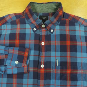 J CREW Purple Blue Red & Green Tartan Plaid Button Down 1 Pocket Cotton Shirt XS - Picture 1 of 7