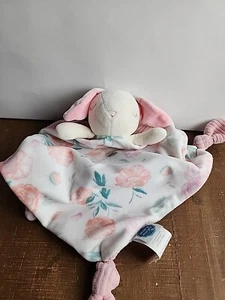 Mary Meyer Pink Floral Print Knotted Bunny Rabbit Lovey Blanket Spring Easter - Picture 1 of 19